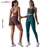 Soutien-gorge et short et legging de sport sans coutures 3 pièces ensembles de yoga d'entraînement femmes musculation vêtements de sport costumes de fitness
