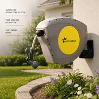 Chariot enrouleur de tuyau mobile flexible avec manivelle pour lavage de voiture, arrosage de pelouse et nettoyage extérieur