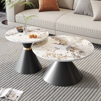 Table basse moderne nordique légère ronde en pierre frittée, ensemble de tables basses pour petits salons