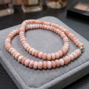 Natural Pink <b>Opal</b> Rondelle Faceted 6-7mm Color Beaded <b>Necklace</b> Magnetic Clasp - Product Image 1