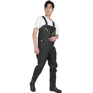 Wear-resistant Anti-seepage 3 Layers Breathable Waterproof Wader Pants With Felt Studded Boot