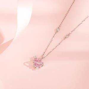 Love Planet Pearl Necklace Chains 14K Gold Plated for Women Girls Dainty Celestial Romantic Jewelry Minimalist Space <strong>Gift</strong> - Product Image 1