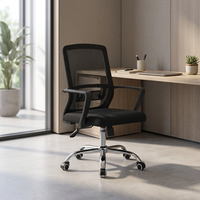 Chaise de bureau ergonomique en maille pivotante avec réglage pneumatique de la hauteur et base chromée pour espace de travail