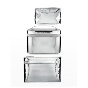 กระเป๋าเครื่องสำอางสำหรับผู้หญิง,กระเป๋าเครื่องสำอางมืออาชีพใบใหญ่กระเป๋าหนังวีแกนทำจากอะลูมิเนียมหุ้มฉนวน - Product Image 6