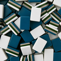Tuiles de Mahjong Américaines de Luxe, Ensemble de 160 Tuiles Bleu Teal, Mahjong Designer en Acrylique 4 Couches, Thème Pavillon Oriental, pour Vente en Gros B2B