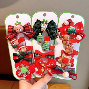 Pinza de pelo con lazo de Navidad, bonita campana de tela, alce, copo de nieve, pato, niñas, 5 unids/set, horquilla, Lolita, accesorios para el cabello de dibujos animados bonitos - Product Image 5