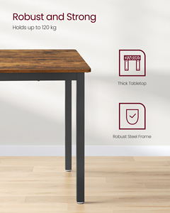 Table à manger <span class=keywords><strong>VASAGLE</strong></span> en bois brun de style industriel pour 4 personnes, meubles de salle à manger, table de <span class=keywords><strong>cuisine</strong></span> - Product Image 3