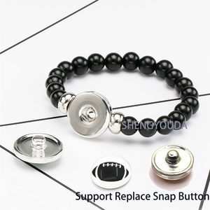 Bracelet élastique noir avec drapeau français, perles et cristaux, souvenir de <span class=keywords><strong>voyage</strong></span> patriotique, avec bouton-pression de remplacement - Product Image 5