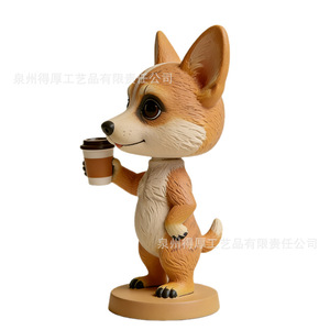 Coffee <b>Corgi</b> Figurine Plastic Resin Home Decor Living Room Desktop Craft <b>Gift</b> - Product Image 2