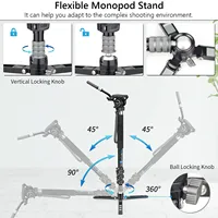 Monopié KA7 para Cámara Profesional DSLR, Cabezal Fluido para Panorama de 360°, Mini Trípode Flexible para Teléfono Móvil, Soporte de Aluminio Ligero B957