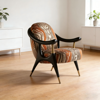 Fauteuil de luxe rétro, design moderne, dossier incurvé, chaise d'appoint en velours pour villa et manoir, mobilier de salon