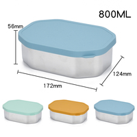 Boîte à bento pour enfants en acier inoxydable étanche portable réutilisable de qualité supérieure avec couvercle en silicone récipient de stockage des aliments