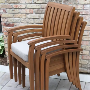 Fashion High Quality Modern Teak Furniture Wicker Back with Waterproof Cushions Wood Patio Dining <b>Garden</b> Outdoor Chair - Product Image 3