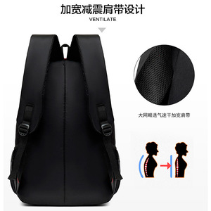 Laptop <b>Backpack</b> Men Large Capacity Business Travel Shoulder <b>Straps</b> Solid Color Black Sports Design - Product Image 4
