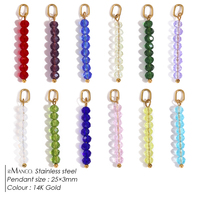 Pendentif EManco, long, avec perles de cristal facettées, plaqué or, pour la fabrication de bijoux, accessoire de Noël et d'anniversaire
