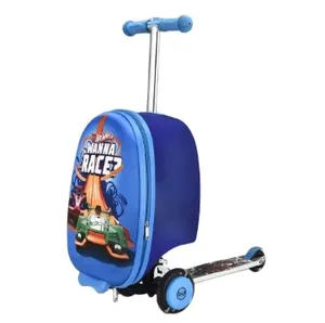 Vente en gros de boîte de tige de traction pour scooter pour enfants valise amovible en PU roue clignotante de dessin animé