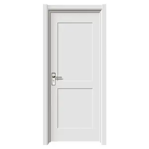 Desain kulit pintu Primer putih 2 Panel pengocok padat kayu Interior depan kayu Perancis pintu pengocok gaya pintu Interior untuk rumah