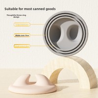 Ouvre-boîte pour nourriture pour chat avec cuillère en gel de silicone et couvercle hermétique pour une conservation optimale, design rond, multi-usages pour l'alimentation des animaux, fabriqué en Chine