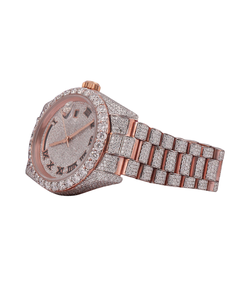 Reloj Mecánico de Lujo para Hombre con Diamantes Moissanite VVS, Excelente Calidad, Cuarzo Inteligente, Esfera Rosa, Último Modelo Redondo en Oro Rosa - Product Image 2