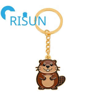 Porte-clés en métal émaillé personnalisé en gros, <span class=keywords><strong>castor</strong></span> canadien américain, lapin des bois, porte-clés mignon, bijoux pour animaux, porte-clés - Product Image 6