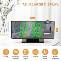 Horloge numérique à projection 3D personnalisée avec alarme, radio murale et projecteur LED pour chambre à coucher