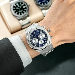 Orologio da uomo <span class=keywords><strong>SAPPHERO</strong></span> Orologio impermeabile Funzione cronografo Data Lancette luminose Orologio in acciaio inossidabile Orologio da lavoro per uomo Regalo - Product Image 3