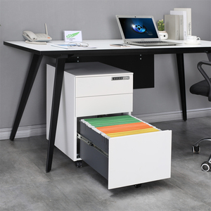 Minimalist White 3 <b>Drawer</b> Steel <b>Filing</b> Cabinet with Code Lock for Home Office - Product Image 6
