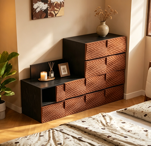 Modern Wood Storage <b>Cabinet</b> with Black Frame and Slab Doors for Bedroom Furniture - Product Image 3