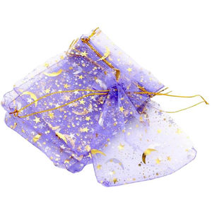 Sacs à cordon en organza Sacs de mariage Sacs à bijoux en organza Pochette cadeau avec motif coeur doré - Product Image 3