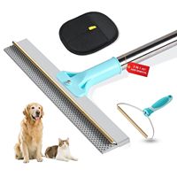 Benutzer definiertes 3-in-1-Werkzeugset zur Entfernung von Tierhaaren 54-Zoll-verstellbarer, wieder verwendbarer Teppichs ch wader mit langem Griff und Handschuh aus strap azier fähigem Kunststoff