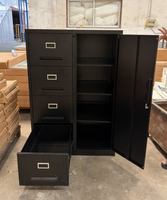 Armoire de classement en acier sécurisée à 4 tiroirs avec porte latérale, rangement multi-compartiments pour hôpital, école et bureau