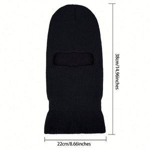 Masque de ski intégral en tricot à 1 trou avec logo brodé personnalisé, bonnet balaclava pour adulte, pour l'extérieur - Product Image 3