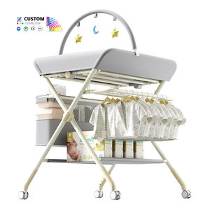 <span class=keywords><strong>Table</strong></span> <span class=keywords><strong>à</strong></span> <span class=keywords><strong>langer</strong></span> multifonctionnelle pliable en plastique et métal pour nouveau-nés, avec fonction massage tactile et lit de bain – Produit de soin pour bébé - Product Image 5