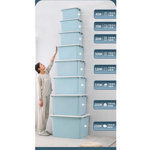 Boîte de rangement en plastique grande capacité avec couvercle et fermoirs sécurisés, empilable et emboîtable, organisateur d'articles divers en gros - Product Image 2