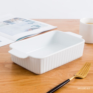 Plat à gratin rectangulaire en céramique blanche pour four, 9,5 pouces DP1123C-9.5 - Product Image 3