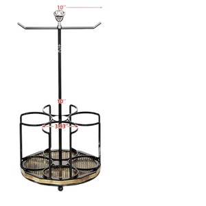 Rotating Cup <b>Storage</b> <b>Rack</b> Metal 360 Degree Turntable Holder For Water <b>Bottles</b> And Mugs Standing Type With Wooden Base - Product Image 5