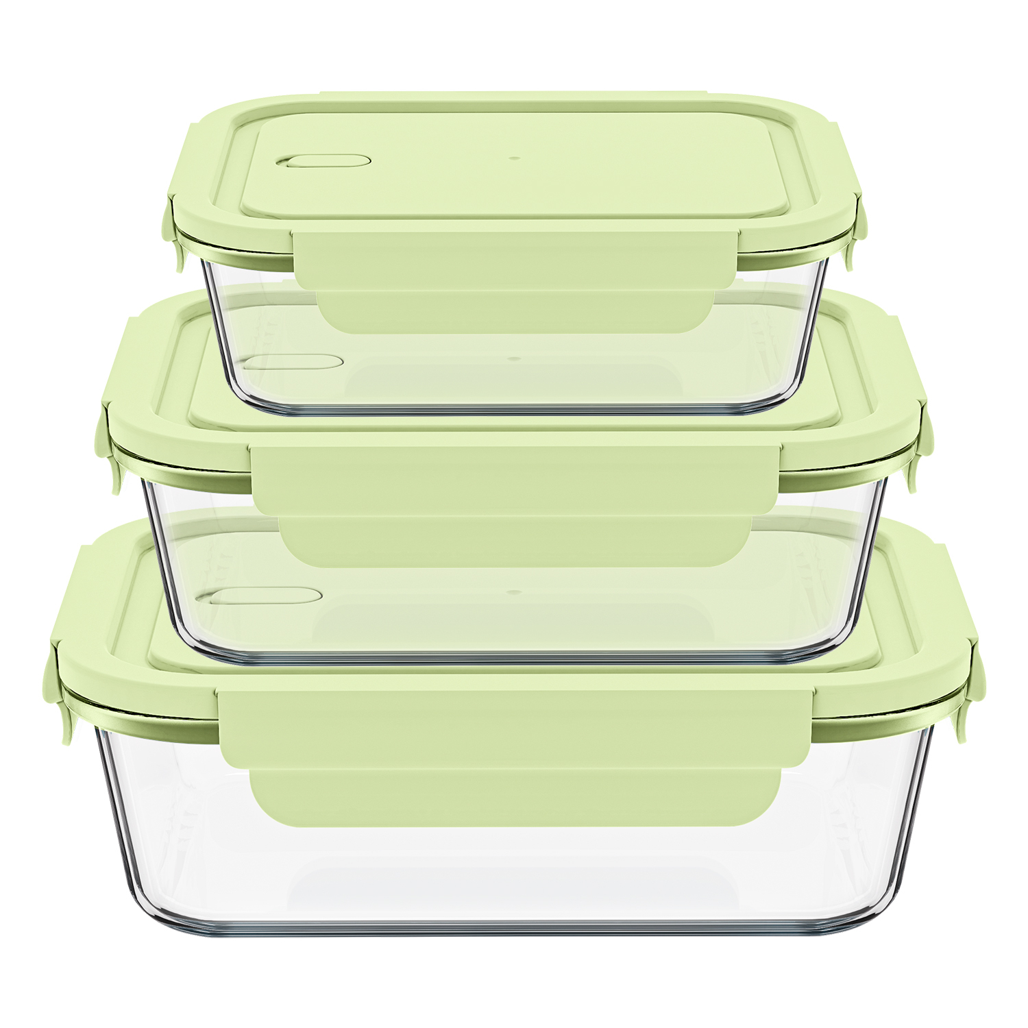 High Borosilicate Glass Food Storage Microwave Safe Heatable 3-Compartment Lunch Bento Box Fresh-Keeping Bowl Meal Prep PP Lid view 2