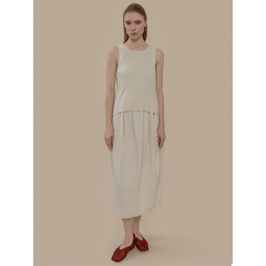 Canotte da donna color écru senza tintura, girocollo, 100% seta di gelso, canotta a costine, top casual senza maniche da donna - Product Image 2