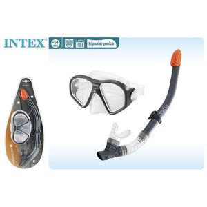 Set maschera da snorkeling Intex con lenti antiappannamento e tubo traspirante per adulti e ragazzi - Product Image 1