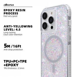 Funda de Teléfono Personalizada con Brillantina, TPU, PC, TPE, Anti-Amarillamiento, Magnética, Antigolpes, con Purpurina para iPhone 16 15 14 13 12 Pro Max - Product Image 3