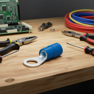 Terminaux isolés à œillet, 100 pièces, connecteurs de fils de type anneau de couleur bleue - Product Image 3