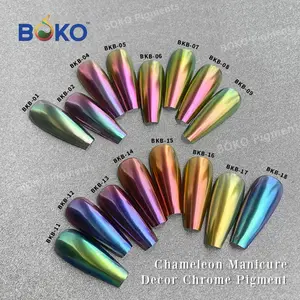 Boko bán buôn quang học biến màu sắc chuyển sắc tố Chrome bột Nail sắc tố Tắc Kè Hoa