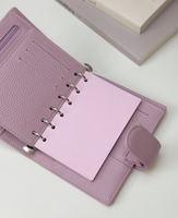 Portefeuille-classeur A7 en cuir véritable Litchi de qualité supérieure, rechargeable, avec emplacements pour cartes, pour la gestion budgétaire et l'usage quotidien