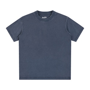 T-shirt vintage en coton américain style Old Money à manches courtes pour hommes et femmes, marque tendance, grande taille, couleur unie délavée - Product Image 4