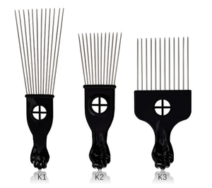 Peigne Afro en métal noir, brosse Pik pour cheveux africains, Salon de <span class=keywords><strong>coiffure</strong></span>, outil de <span class=keywords><strong>coiffure</strong></span>, accessoires pour cheveux - Product Image 2