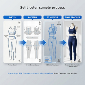 Ensemble 2 pièces de vêtements de yoga et de détente pour femmes, comprenant un soutien-gorge de sport bleu marine à col halter personnalisé et un pantalon long taille haute à jambes larges - Product Image 3