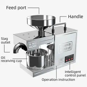 Mini máquina de prensado de aceite para el hogar, prensa de aceite frío de lino, semillas, Oliva, cacahuete, totalmente automática, 820W