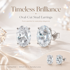 Boucles d'oreilles clous ovales minimalistes tendance en argent sterling 925 avec zircon de UM Jewelry – Idéales pour le quotidien, les mariages, les fiançailles, les anniversaires et les fêtes - Product Image 6
