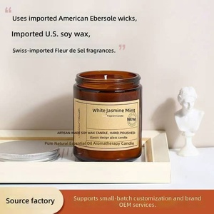 Juego de Velas de Cera de Soya Semimanuales Sin Humo en Frascos de Vidrio Cilíndricos con Aroma a <span class=keywords><strong>Gardenia</strong></span> y Ámbar, Decoración para el Hogar, Regalo - Product Image 3
