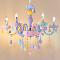 Lustres en cristal de couleur macaron, lampes de salle à manger, chambre à coucher, enfants, American Girl, lampes de décoration de maison de princesse
